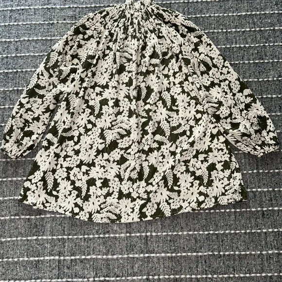 VILA Dark Green Cream Floral Tunic Dress M - Picture 6 of 6